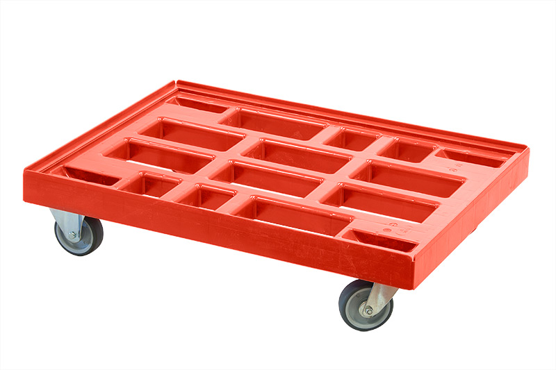 Plastic Dolly with Grid Base - 810x610x150 mm - Red