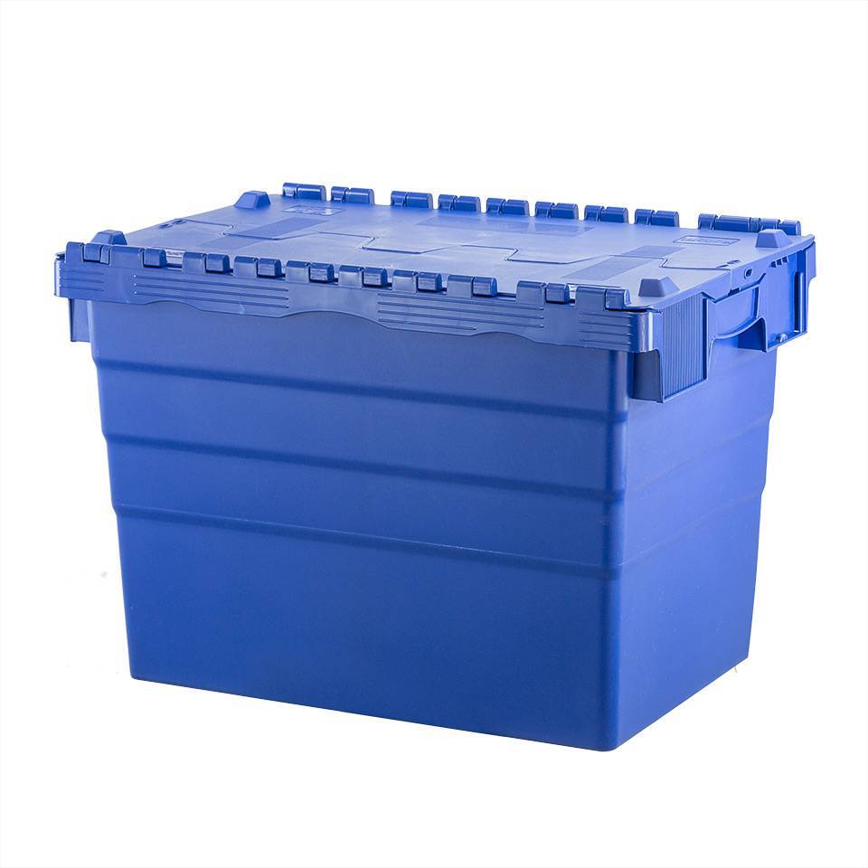 Tote Box with Attached Lid - 600x400x416mm - 78 Litres